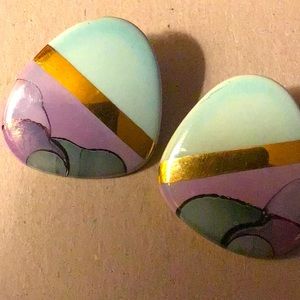 FREE💥Vintage ceramic pastel and gold glazed earrings